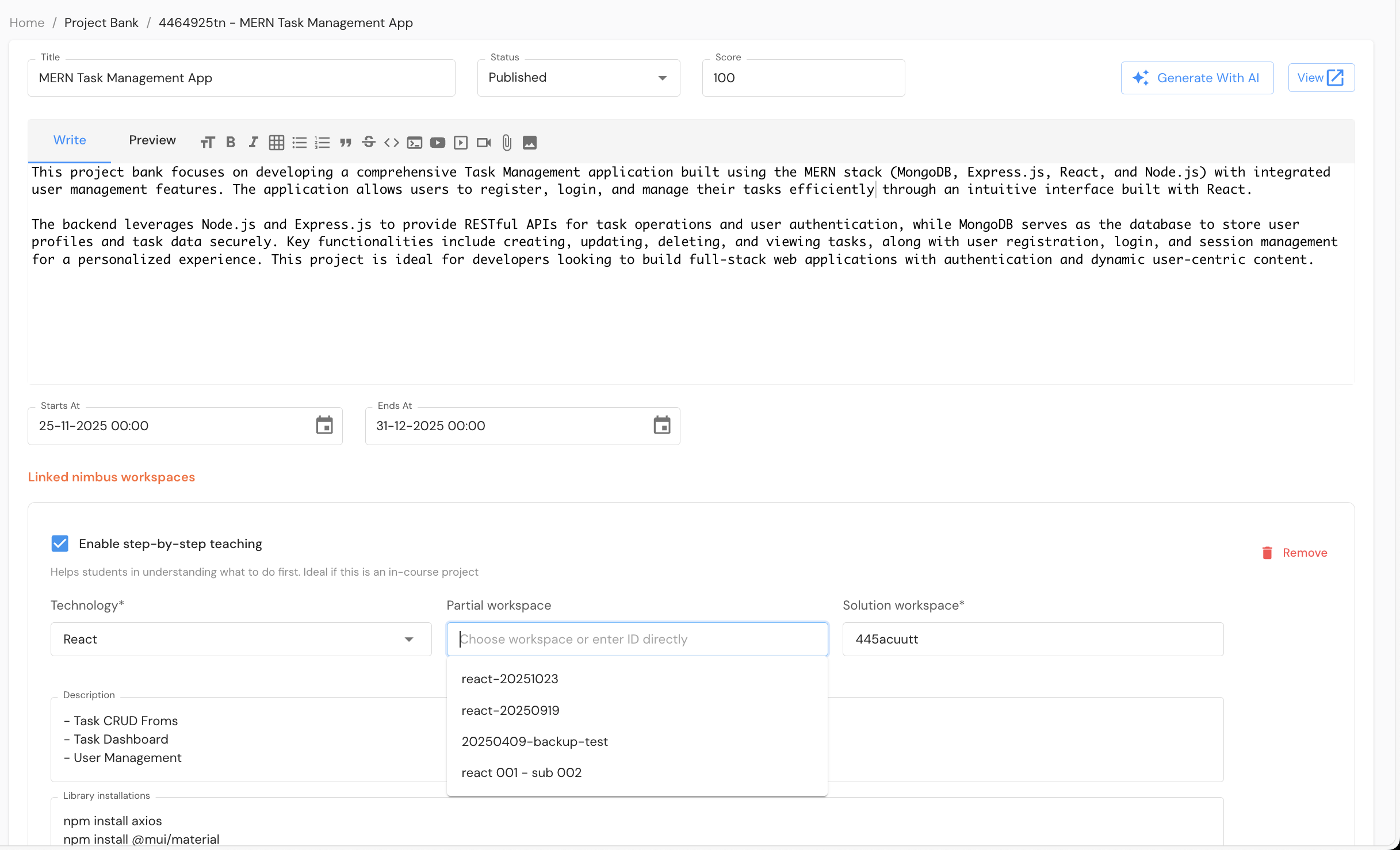 Create Project